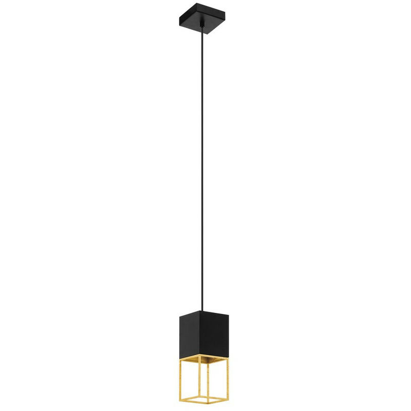 Montebaldo Slim Pendant Ceiling Light Black, Gold - Eglo