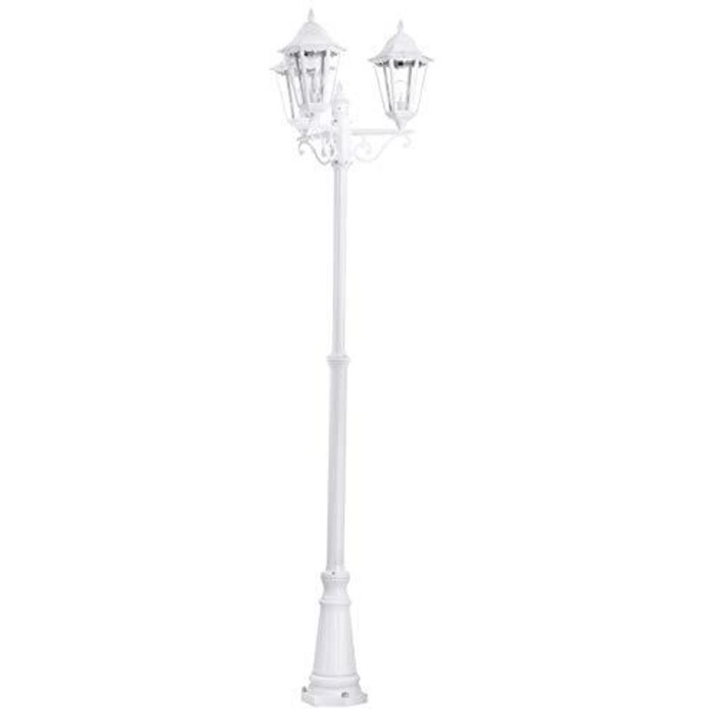 Eglo - Navedo Lampada da Terra per Esterni a 3 Luci, Attacco E27. Altezza 220 cm, IP44. in Alluminio e Vetro, Bianco