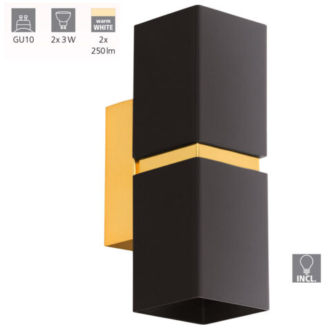 Eglo Passa Lampada da Parete, in Acciaio, 6.6 W, Nero/Oro
