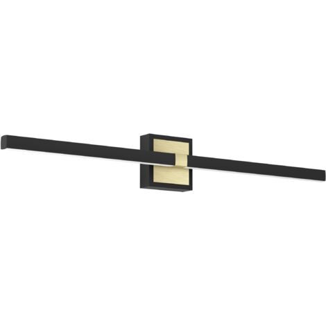 EGLO Peguera - Lampada da parete a LED, lampada per specchio dritta per bagno, in metallo nero e ottone, colore luce bianco caldo, IP44, 80 cm