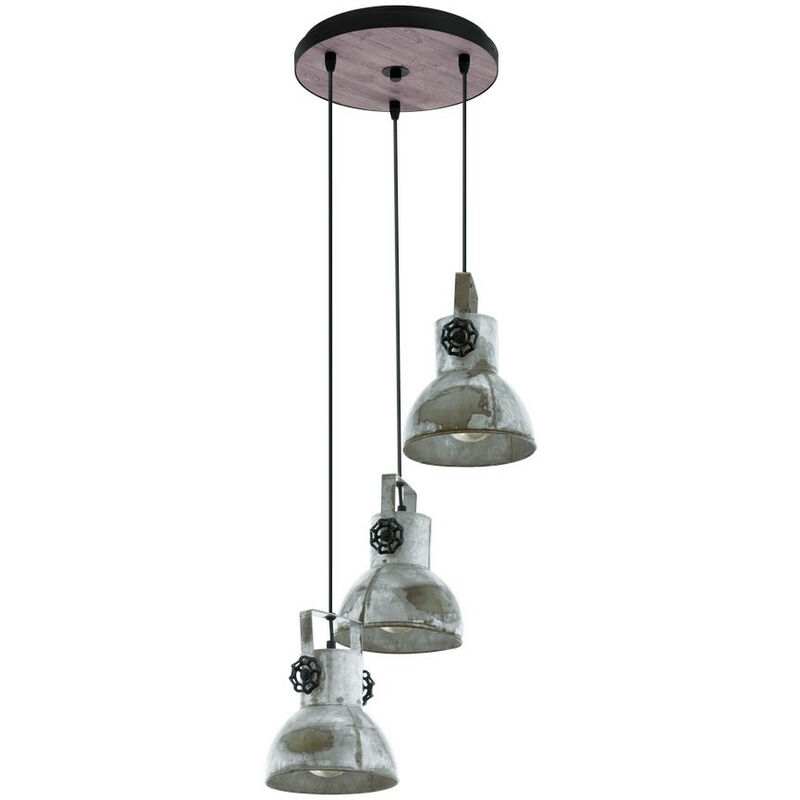 Eglo Barnstaple 3 Lamp Cluster Pendant Ceiling Light Brown-Patina, Black