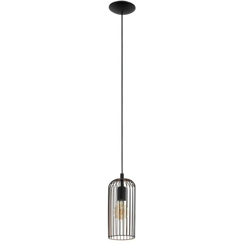 Eglo Roccamena Slim Pendant Ceiling Light Black, Copper