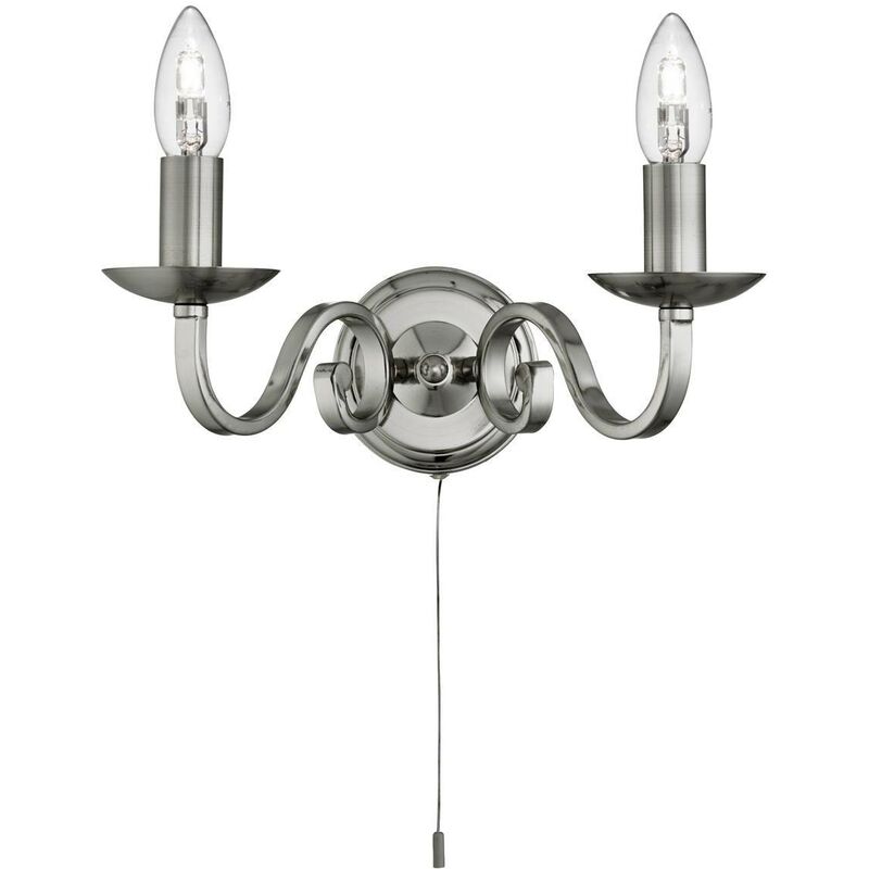 Searchlight Lighting - Searchlight Richmond - 2 Light Indoor Candle Wall Light Satin Silver, E14
