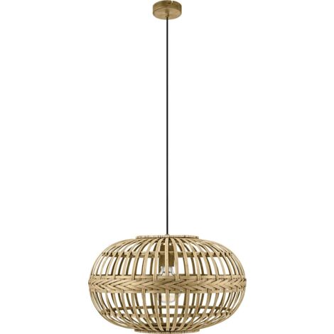 Eglo Pendelleuchte Amsfield braun Holz Ø 38 cm E27, max. 60 W Deckenlampen & Kronleuchter