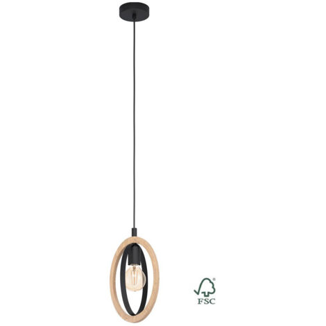 Eglo Pendelleuchte Basildon schwarz-braun 19 x 16 cm E27, max. 60 W Pendelleuchte