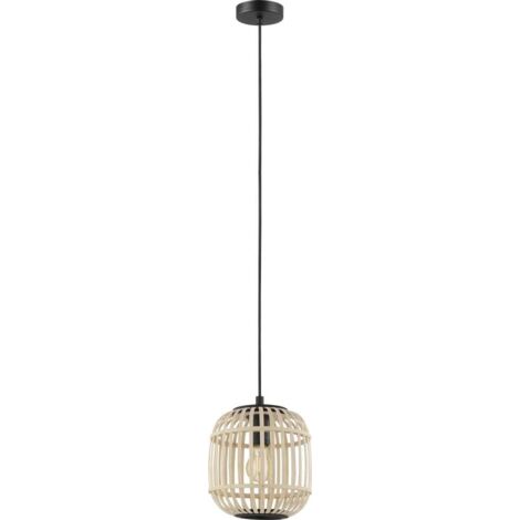 Eglo Pendelleuchte Bordesley schwarz-natur Ø 21 cm E27, max. 60 W Deckenleuchte