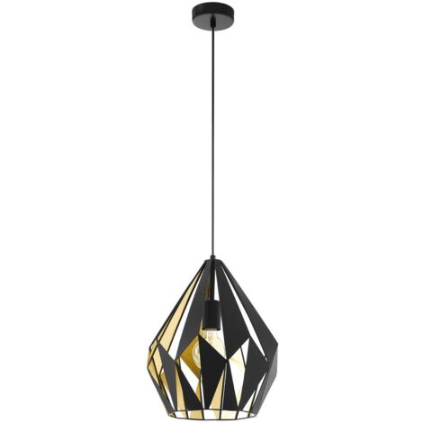 Eglo Pendelleuchte Carlton 1 schwarz-gold Ø 31 cm E27 Deckenlampen & Kronleuchter