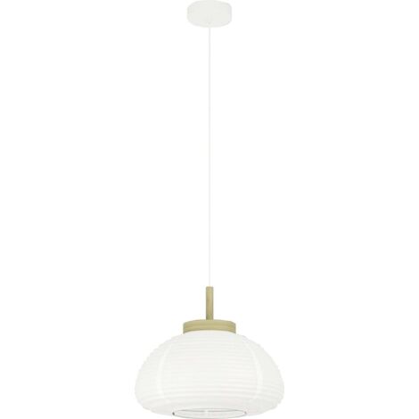 Eglo Pendelleuchte Summerhill weiß natur 40 x 110 cm E27 Deckenlampen & Kronleuchter