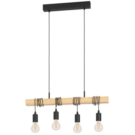 Eglo Pendelleuchte Townshend schwarz-braun 70 x 10,5 cm E27, max. 60 W Pendelleuchte