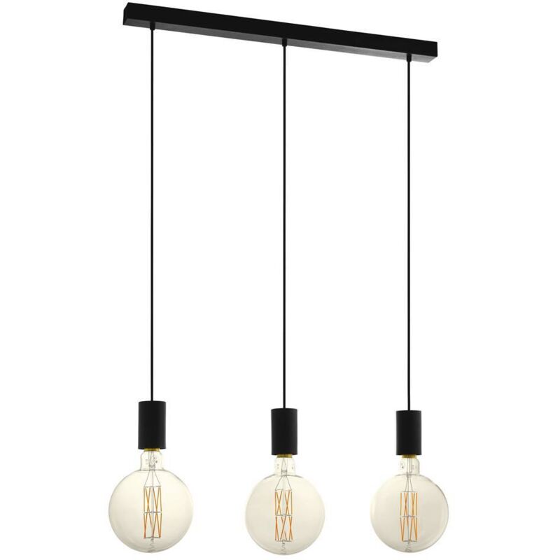 Eglo - Lampadario a Sospensione Contemporaneo Pozueta Acciaio Nero 3 Luci E27