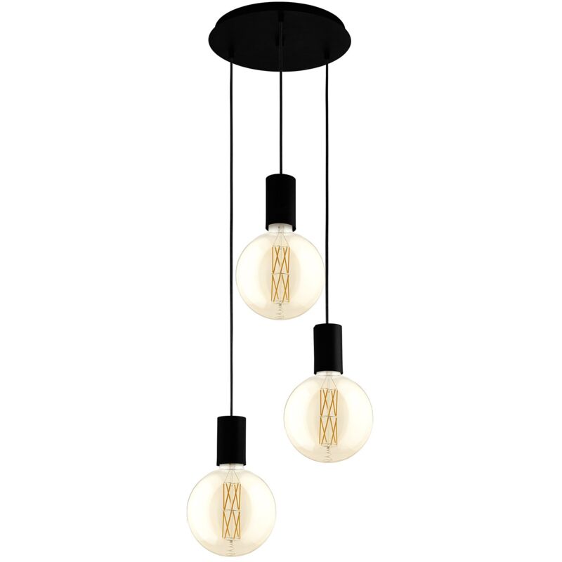 Lampadario a Sospensione Contemporaneo Pozueta Acciaio Nero 3 Luci E27 D33