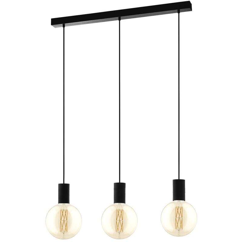 Lampadario a Sospensione Contemporaneo Pozueta Acciaio Nero 3 Luci E27