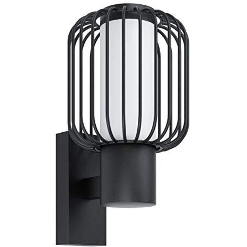 Eglo - Applique Esterno Contemporanea Ravello Metallo Nero Policarbonato Bianco E27