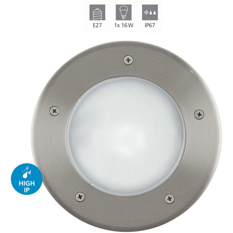 Eglo - Segnapasso Esterno Moderno Riga 3 Acciaio Argento 1 Luce E27