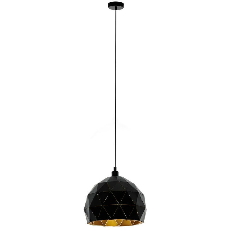 Roccaforte Dome Pendant Ceiling Light Black, Gold - Eglo