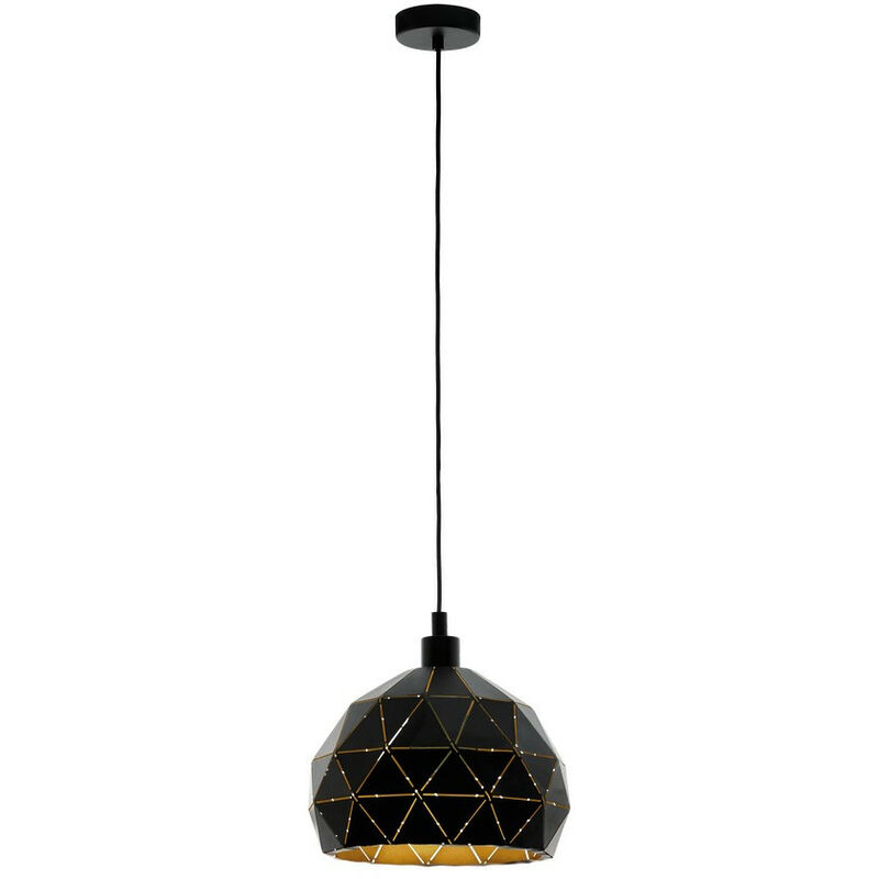 Eglo - Roccaforte Dome Pendant Ceiling Light Black, Gold