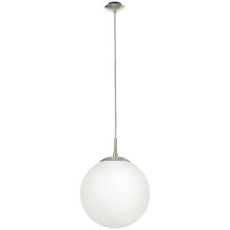 Eglo Rondo - 1 Light Modern Medium Globe Deckenleuchte Pendelleuchte Weiß, Satin Nickel, E27