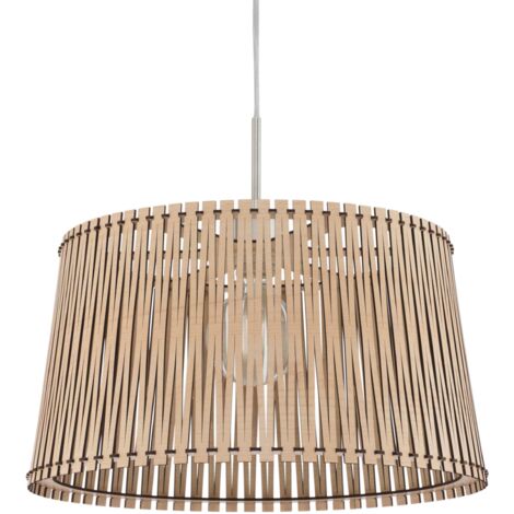 Eglo Sendero Lampadario Boho, lampada a sospensione in acciaio nichelato opaco, legno di acero, lampada da tavolo naturale, lampada a sospensione per il soggiorno con attacco E27, diametro 45 cm