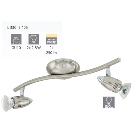 Eglo spot magnum-led 2x3w attacco gu10 colore nichel opaco 92642