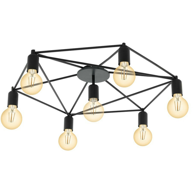 Staiti 7 Lamp Multi Arm Semi Flush Ceiling Light Black - Eglo