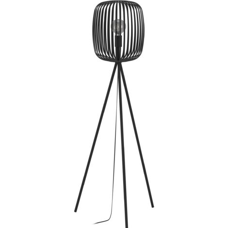 EGLO Stativ Stehleuchte Romazzina, Stehlampe Wohnzimmer aus Metall in Schwarz, Dreibein Standleuchte, Wohnzimmerlampe mit E27 Fassung