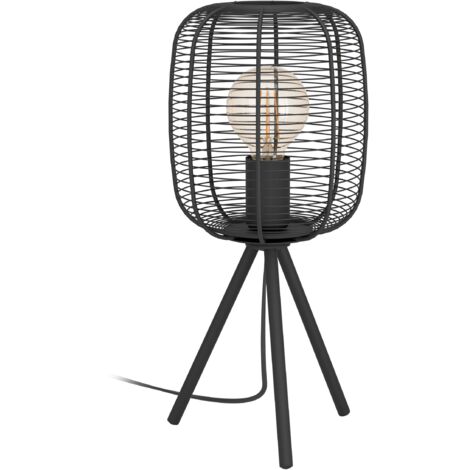 EGLO Stativ Tischlampe Rinroe, dreibeinige Nachttischlampe, Tischleuchte aus Metall in Schwarz, Tisch-Lampe für Wohnzimmer und Schlafzimmer, E27 Fassung