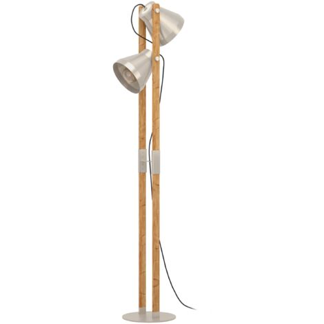 EGLO Stehlampe Cawton, 2-flammige Eck Standleuchte mit schwenkbaren Spots, rustikale Stehleuchte aus geflammtem Holz und Stahl, Lampe Wohnzimmer mit E27 Fassung, 134,5 cm