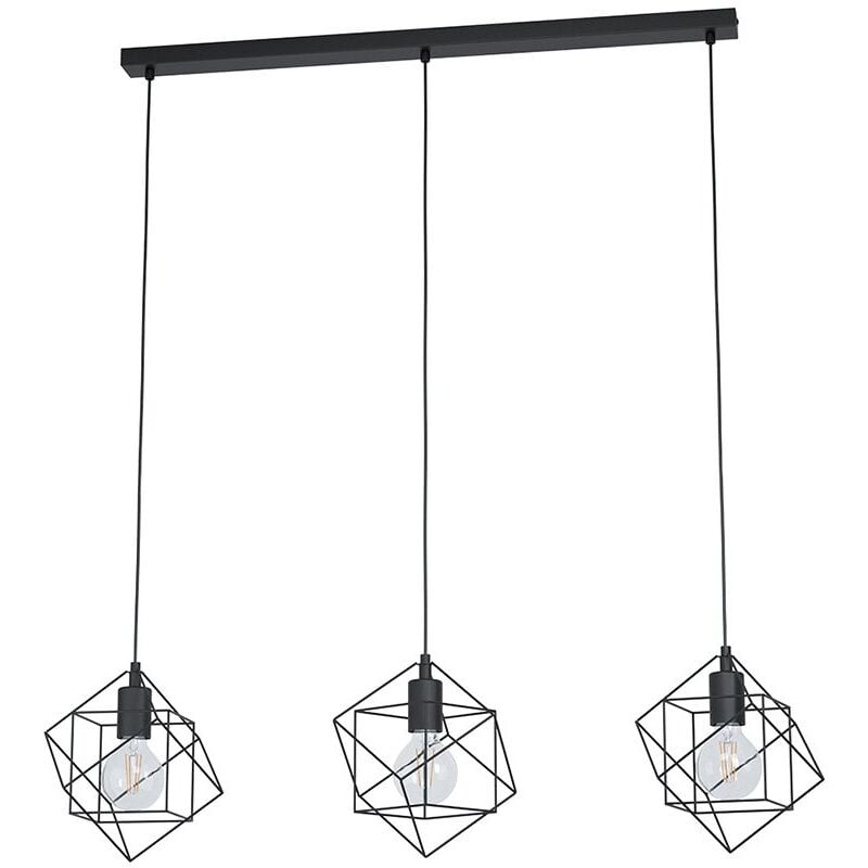 Lampadario Industrial Straiton 3 Luci Acciaio Nero