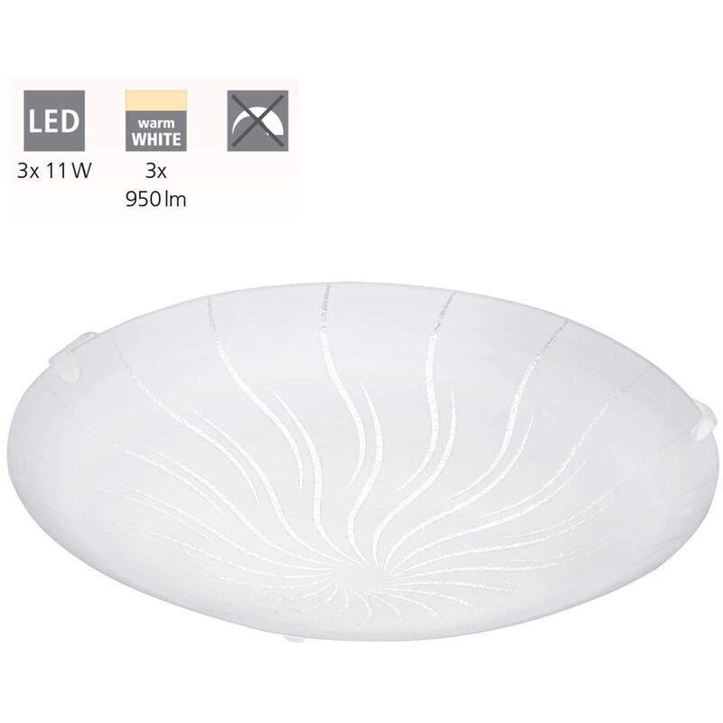 Image of Eglo - Soffitto della parete luce luce Margitta 1 in vetro bianco granille bianco, chiaro 11W ø 31,5 centimetri