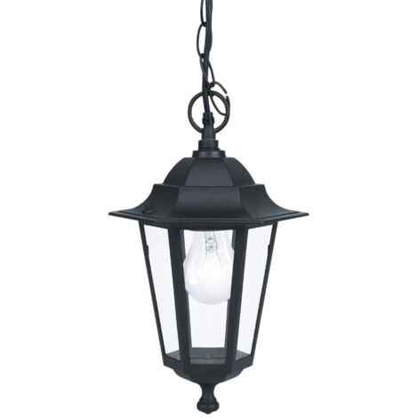Eglo – Suspension d'extérieur en aluminium IP44 – Lanterne noire 20,5 cm – Compatible E27 jusqu'à 60W – Installation facile pour espaces extérieurs