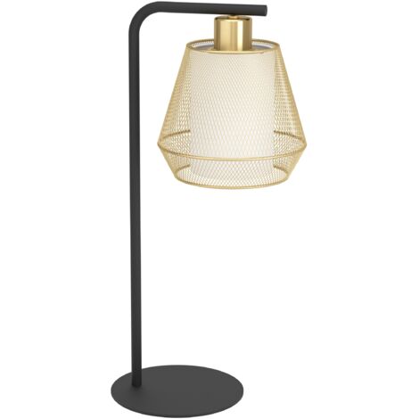 EGLO Tischlampe Ciudadela, elegante Nachttischlampe, Tischleuchte aus Metall in Messing und Textil in Weiß, Tisch-Lampe für Wohnzimmer und Schlafzimmer, E27 Fassung
