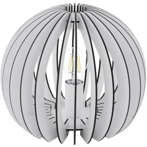 EGLO Tischlampe Cossano, 1 flammige Tischleuchte Vintage, Nachttischlampe, Wohnzimmerlampe in Weiß, Stahl und Holz in Weiß, Lampe mit Schalter, E27 Fassung