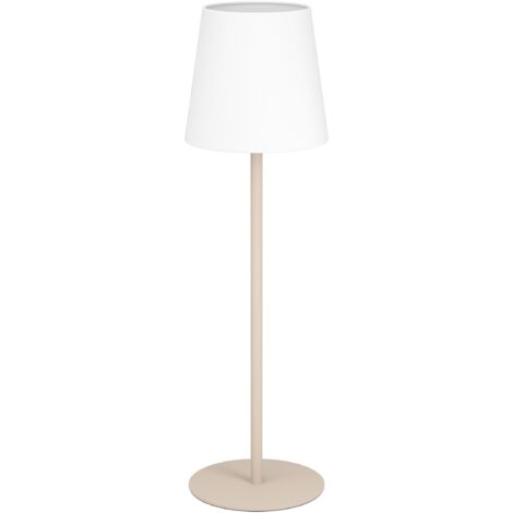 EGLO Tischlampe Fiorana, Nachttischlampe mit Stoff Lampenschirm, Tischleuchte für Wohnzimmer und Schlafzimmer aus Metall in Beige und Textil in Weiß, E14 Fassung