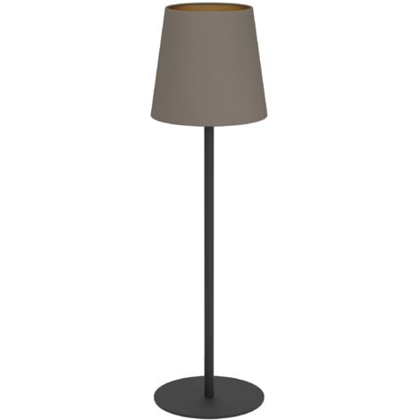 EGLO Tischlampe Fiorana, Nachttischlampe mit Stoff Lampenschirm, Tischleuchte für Wohnzimmer und Schlafzimmer aus Metall in Schwarz und Textil in Braun und Gold, E14 Fassung