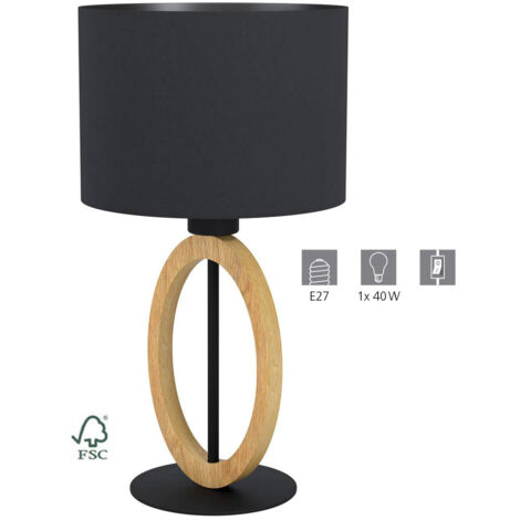 Eglo Tischleuchte Basildon 1 schwarz-braun 42,5 x 23 cm E27, max. 40 W Lampen