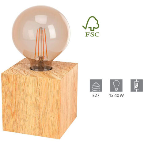 Eglo Tischleuchte Prestwick 2 holz 9,5 x 9,5 cm E27, max. 40 W Lampen