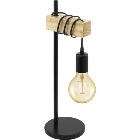 Eglo Tischleuchte Townshend schwarz/braun Tischlampe Industrial Nachttischlampe