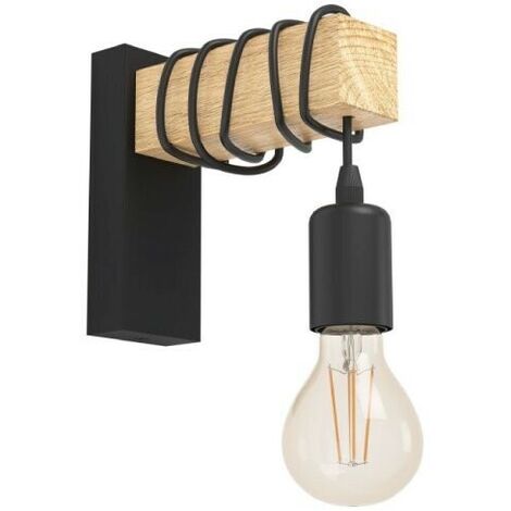 EGLO - TOWNSHEND APPLIQUE INDUSTRIAL BRACCIO IN LEGNO CON 1 LUCE LED 10W E27 32917