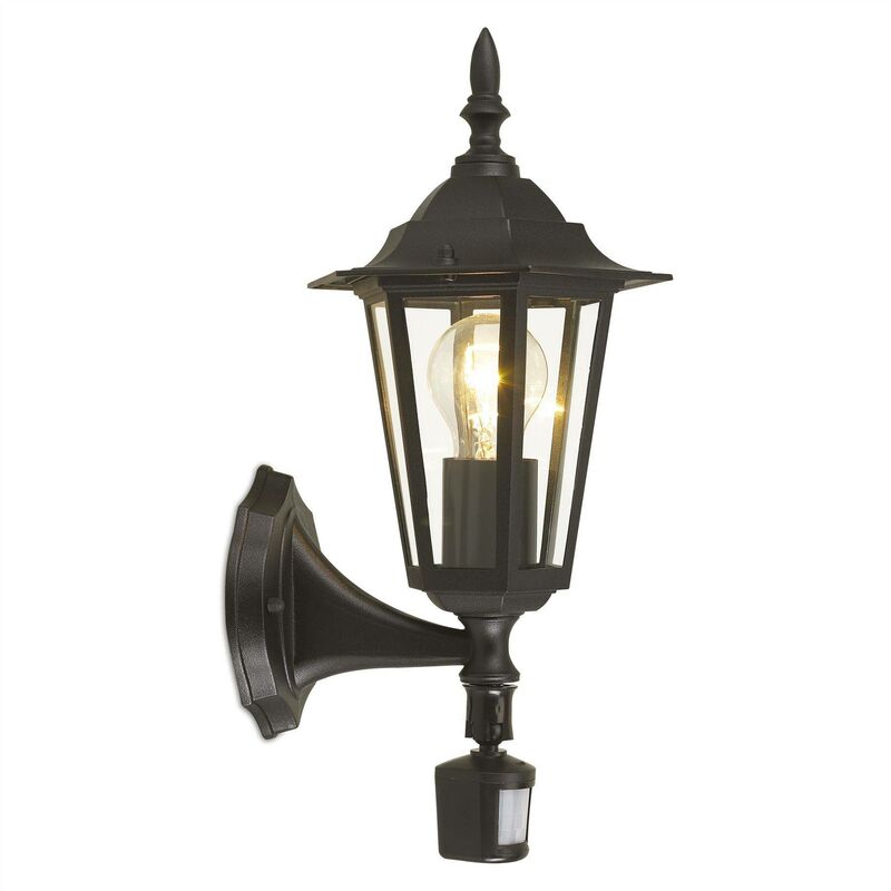 Laterna 4 - 1 Light Outdoor Wall Lantern with pir sensor Black IP44, E27 - Eglo