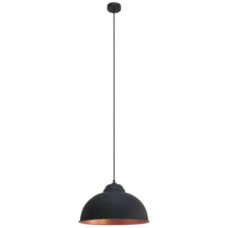 Eglo - Truro Dome Pendant Ceiling Light Black, Copper