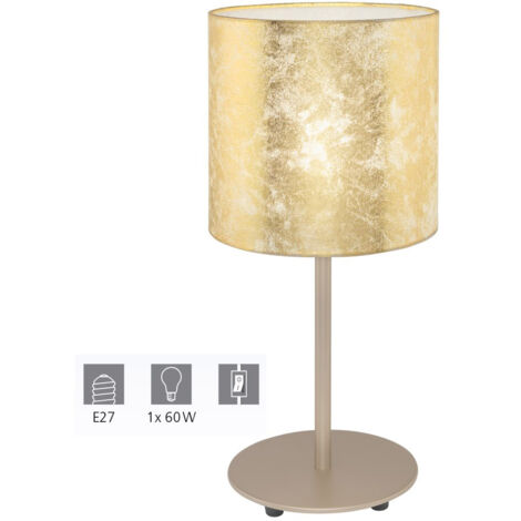 Eglo VISERBELLA Lampada da Tavolo E27, 60 W, Champagne