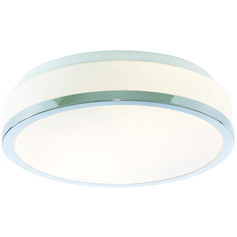 Searchlight - Discs - Bathroom Flush 2 Light Ceiling Chrome, Opal IP44, E27