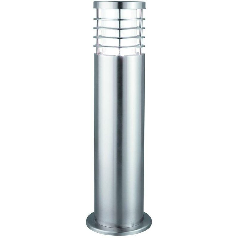 Searchlight Louvre - 1 Light Outdoor Bollard Light Satin Silver IP44, E27