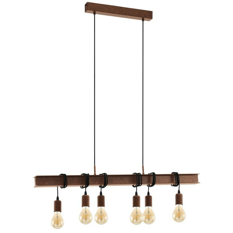 Townshend 6 Lamp Straight Bar Pendant Ceiling Light Antique-Brown - Eglo