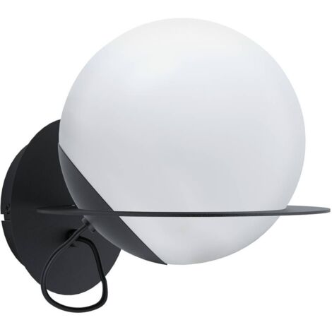 EGLO Wandlampe Sabalete, 1 flammige Wandleuchte Modern, Wandleuchte innen aus Stahl und Glas, Wohnzimmerlampe, Flurlampe in Schwarz, Weiß, Opal-Matt, E27 Fassung