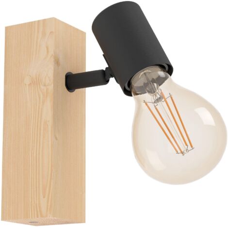 Eglo Wandlampe Townshend 3 schwarz natur E27 Lampen