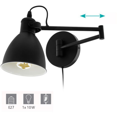 Eglo Wandleuchte San Peri E27 schwarz Stahl