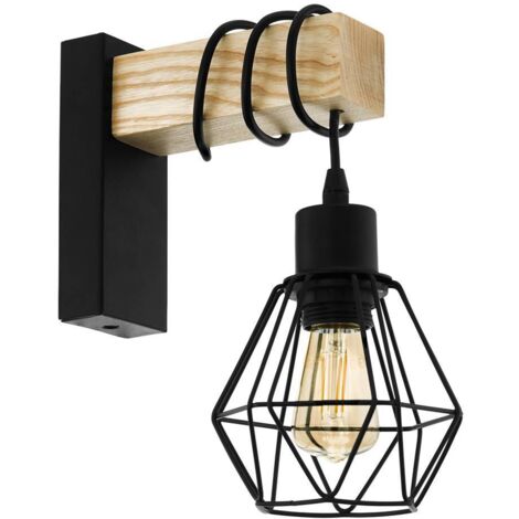 Eglo Wandleuchte Townshend 5 schwarz-braun 27,5 x 14 cm E27 Wandleuchten