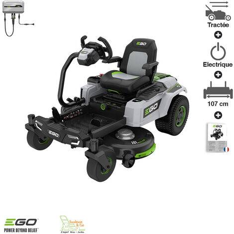 Ego Power+ – Tracteur tondeuse sur batterie 107 cm – 4 moteurs brushless – Vitesse jusqu'à 11,3 km/h – 10 hauteurs de coupe – ZT4201ES