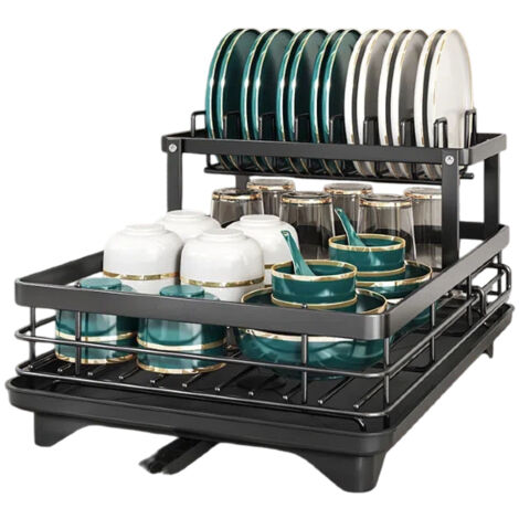 Egoutoire vaisselle cuisine-Convient aux étagères de rangement pour évier de cuisine, noir 42.53023.5CM
